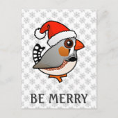 Santa Zebra Finch Feiertagspostkarte (Vorderseite)