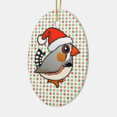 Santa Zebra Finch Keramikornament (Links)