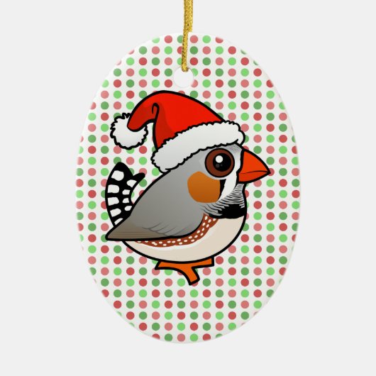 Santa Zebra Finch Keramikornament (Vorne)