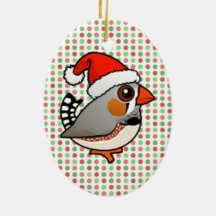 Santa Zebra Finch Keramikornament