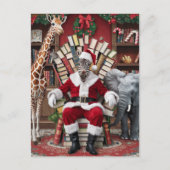 Santa Zebra, Giraffe und Elefant Postkarte (Vorderseite)