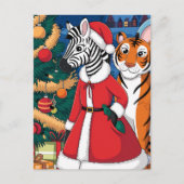 Santa Zebra, Tiger Postkarte (Vorderseite)