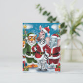Santa Zebra, Tiger und Elefant Postkarte (Stehend Vorderseite)