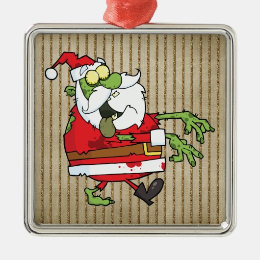 Santa Zombie Silbernes Ornament (Vorne)