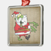 Santa Zombie Silbernes Ornament (Links)