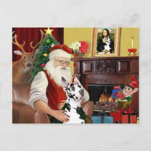 Santa zu Hause - Dogge (Harlekin) Feiertagspostkarte