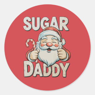 Santa Zucker Weihnachten Daddy Lustiger Weihnachte Runder Aufkleber