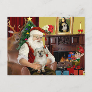 Santa Zuhause - Tibet-Spaniel 1 - Santa Feiertagspostkarte