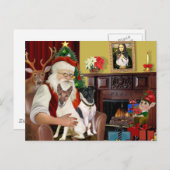 Santa - Zwei glatte Fox Terrier Feiertagspostkarte (Vorne/Hinten)