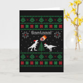 Santaaa Dinosaur hässlicher Weihnachtspullover  Karte (Gelbe Blume)