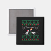 Santaaa Dinosaur hässlicher Weihnachtspullover  Magnet (Vorderseite/Rückseite)