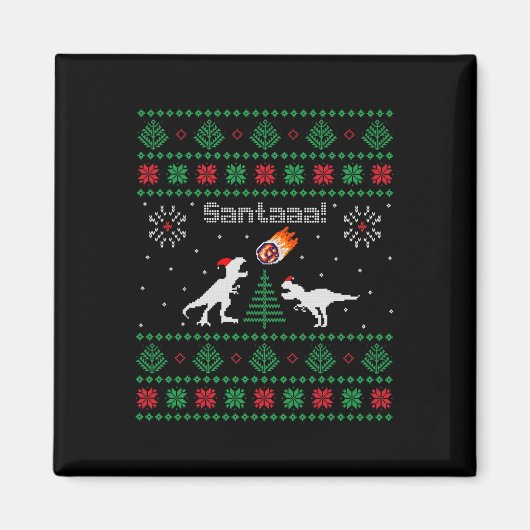 Santaaa Dinosaur hässlicher Weihnachtspullover  Magnet (Vorne)