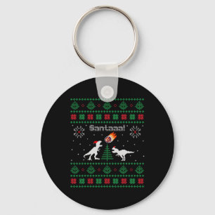 Santaaa Dinosaur hässlicher Weihnachtspullover  Schlüsselanhänger