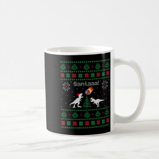 Santaaa Dinosaur Ugly Christmas Sweater Kaffeetasse (Rechts)