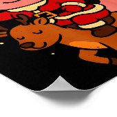 Santacalotl Santa Claus Cute Axolotl Snow Reindeer Poster (Ecke)