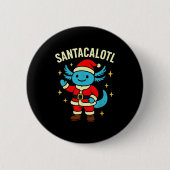 Santacalotl Santa Claus Cute Blue Axolotl New Year Button (Vorderseite)