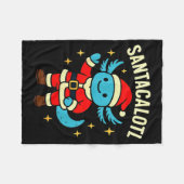 Santacalotl Santa Claus Cute Blue Axolotl New Year Fleecedecke (Vorderseite (Horizontal))