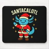 Santacalotl Santa Claus Cute Blue Axolotl New Year Mousepad (Vorne)