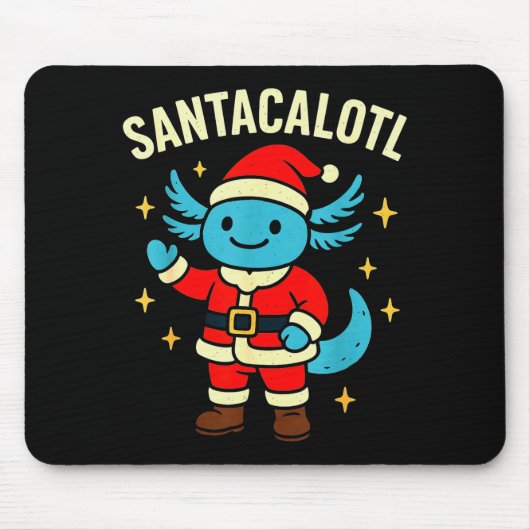 Santacalotl Santa Claus Cute Blue Axolotl New Year Mousepad (Vorne)