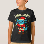 Santacalotl Santa Claus Cute Blue Axolotl New Year T-Shirt (Vorderseite)