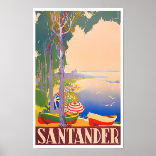 Santander Spanien Vintage Reise Poster