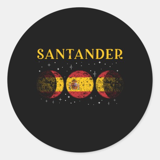 Santander Spanische Flagge Urlaub Spanien Runder Aufkleber (Vorderseite)