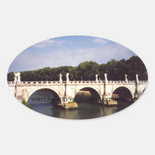 Sant'Angelo Bridge in Rom, Italien Ovaler Aufkleber