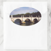 Sant'Angelo Bridge in Rom, Italien Ovaler Aufkleber (Tasche)