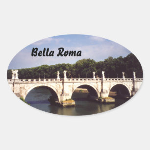 Sant'Angelo Bridge in Rom, Italien Ovaler Aufkleber