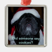 SantaPug Ornament Aus Metall (Vorne)