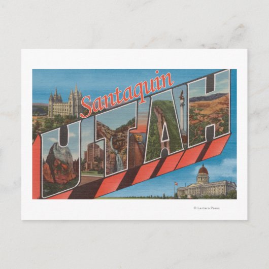 Santaquin, Utah - große Buchstabe-Szenen Feiertagspostkarte (Vorderseite)