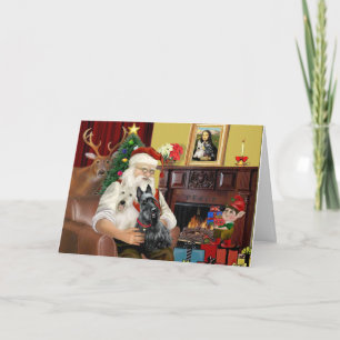 Santas 2 Scottish Terrier Feiertagskarte