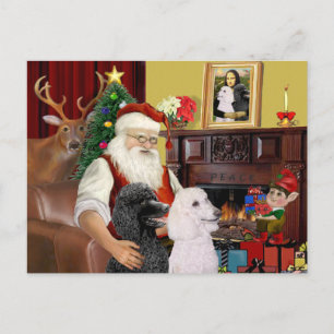Santas 2 Standard Poodles Feiertagspostkarte