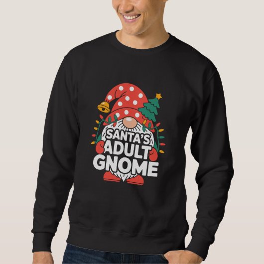 Santa's Adult Gnome Funny Christmas Lights Sweatshirt (Vorderseite)