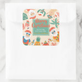 Santas am Strand Hot Cocoa Quadratischer Aufkleber (Tasche)