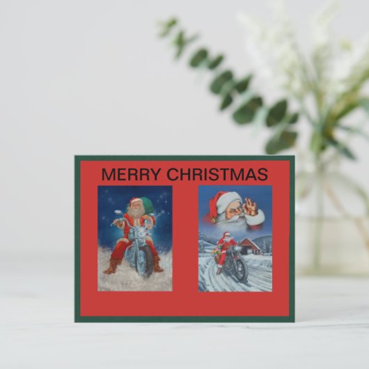 Santas auf Motorrädern Postkarte (Stehend Vorderseite)