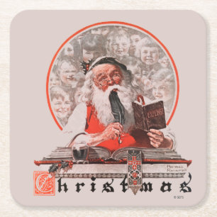Santas Ausgaben Rechteckiger Pappuntersetzer