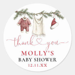 Santas-Baby-Wäscheleine Winter-Baby-Shower-Mitgebs Runder Aufkleber