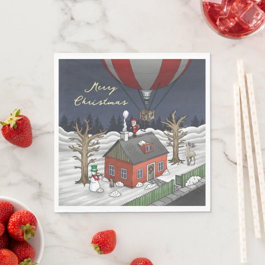 Santa's Balloon Gift Delivery Serviette (Beispiel)