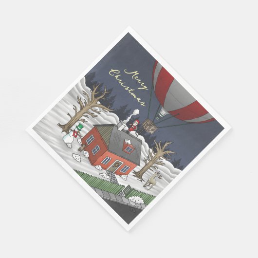 Santa's Balloon Gift Delivery Serviette (Ecke)