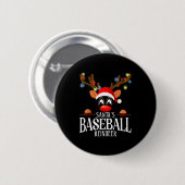 Santa's Baseball Reindeer Funny Xmas Matching Pjs Button (Vorne & Hinten)