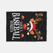Santa's Baseball Reindeer Funny Xmas Matching Pjs Fleecedecke (Vorderseite (Horizontal))
