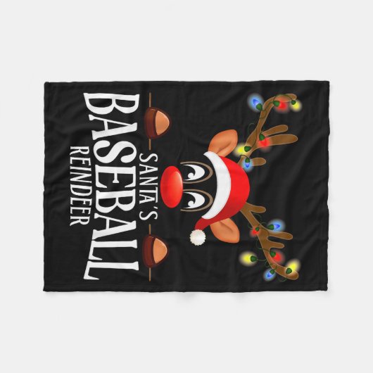 Santa's Baseball Reindeer Funny Xmas Matching Pjs  Fleecedecke (Vorderseite (Horizontal))