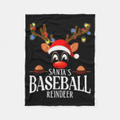 Santa's Baseball Reindeer Funny Xmas Matching Pjs  Fleecedecke (Vorderseite)