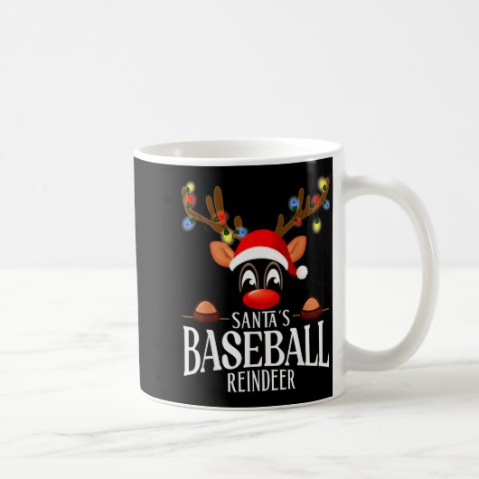 Santa's Baseball Reindeer Funny Xmas Matching Pjs Kaffeetasse (Rechts)