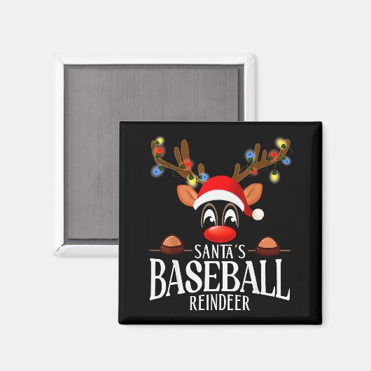 Santa's Baseball Reindeer Funny Xmas Matching Pjs Magnet (Vorderseite/Rückseite)