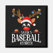 Santa's Baseball Reindeer Funny Xmas Matching Pjs Magnet (Vorne)