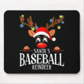 Santa's Baseball Reindeer Funny Xmas Matching Pjs Mousepad (Vorne)