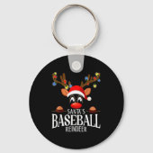 Santa's Baseball Reindeer Funny Xmas Matching Pjs Schlüsselanhänger (Vorderseite)