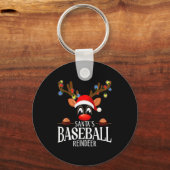 Santa's Baseball Reindeer Funny Xmas Matching Pjs  Schlüsselanhänger (Vorderseite)